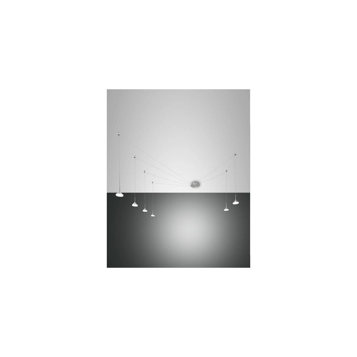 Fabas Luce Isabella Pendelleuchte LED 6x8W Metall- und Methacrylat Aluminium satiniert