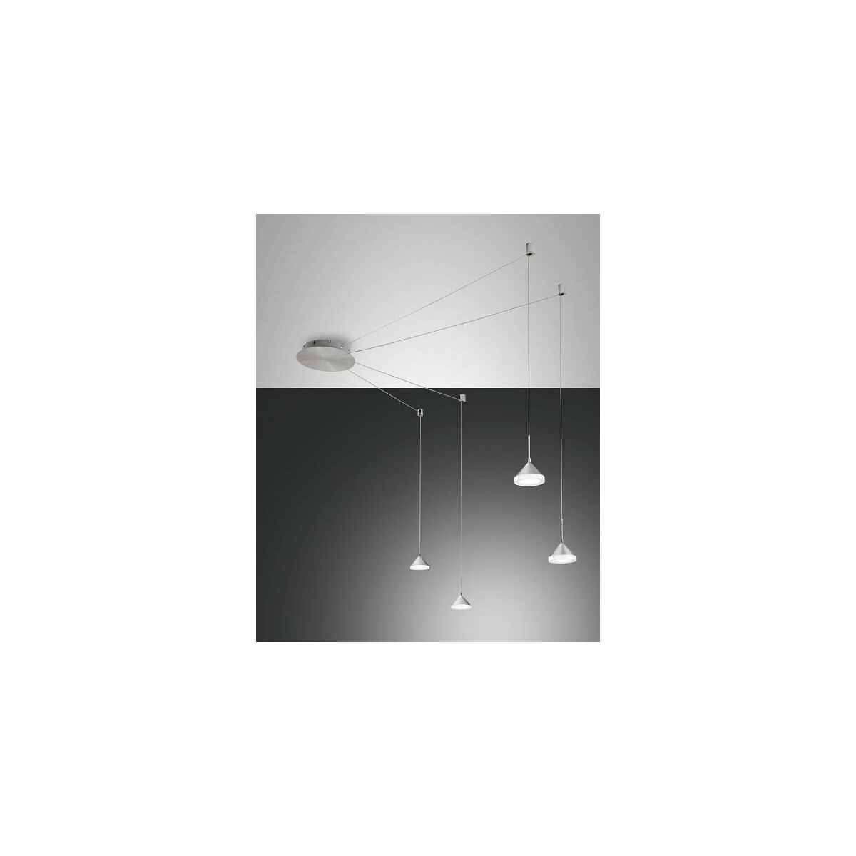 Fabas Luce Isabella Pendelleuchte LED 4x8W Metall- und Methacrylat Aluminium satiniert