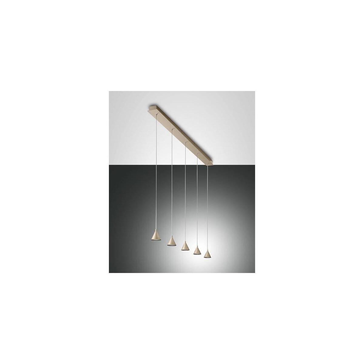 Fabas Luce Delta Pendelleuchte LED 5x8W Metall Gold edelmatt