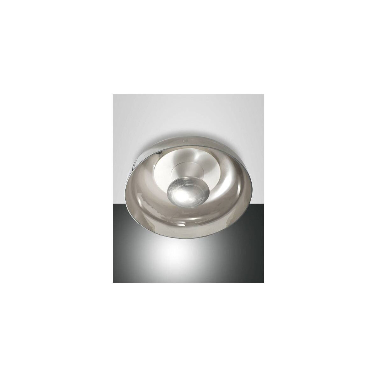 Fabas Luce Vintage Deckenleuchte LED 1x15W Metall und geblasenes Glas Grau transparent