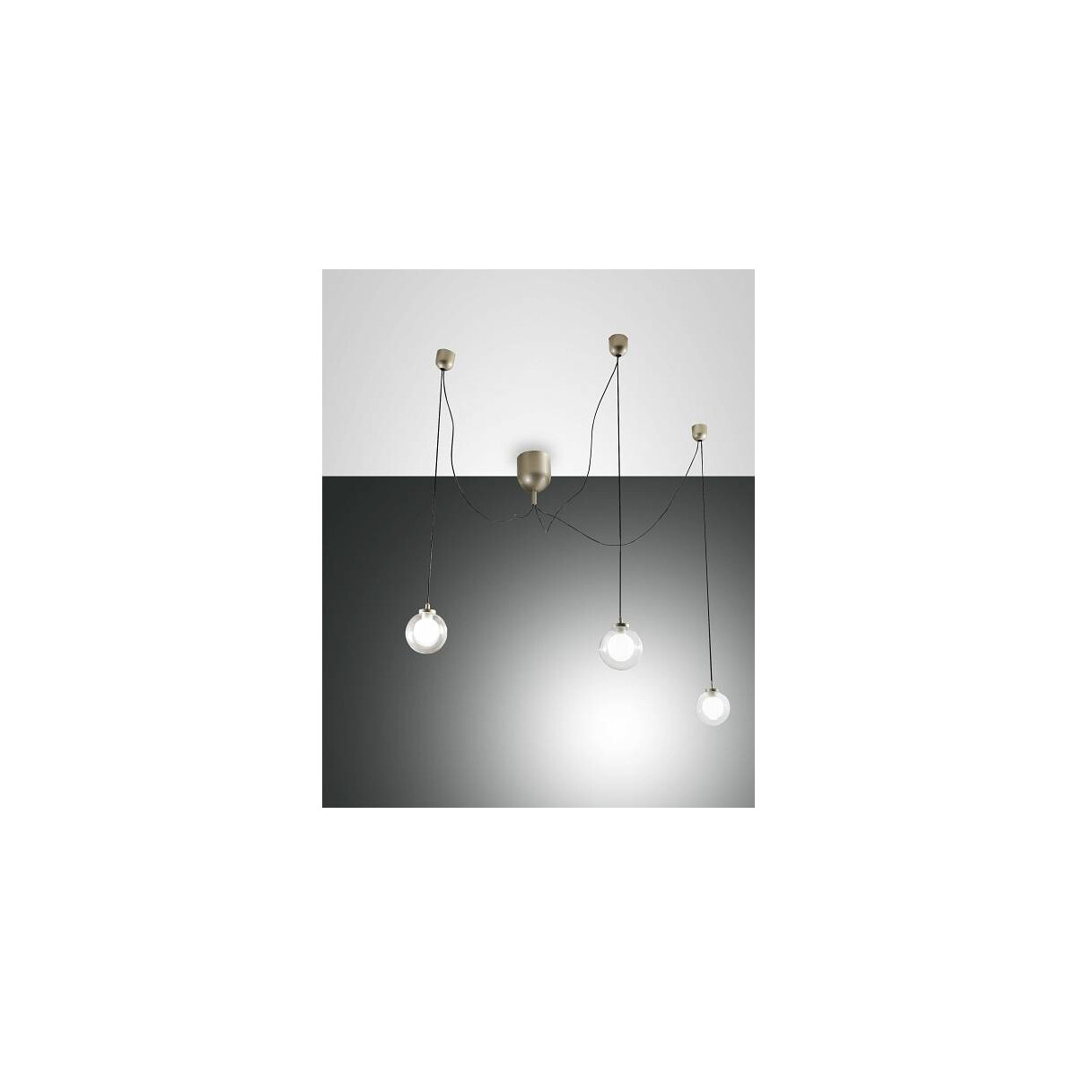 Fabas Luce Blog LED Pendelleuchte LED 3x5W Metall und Borsilicatglas Gold edelmatt