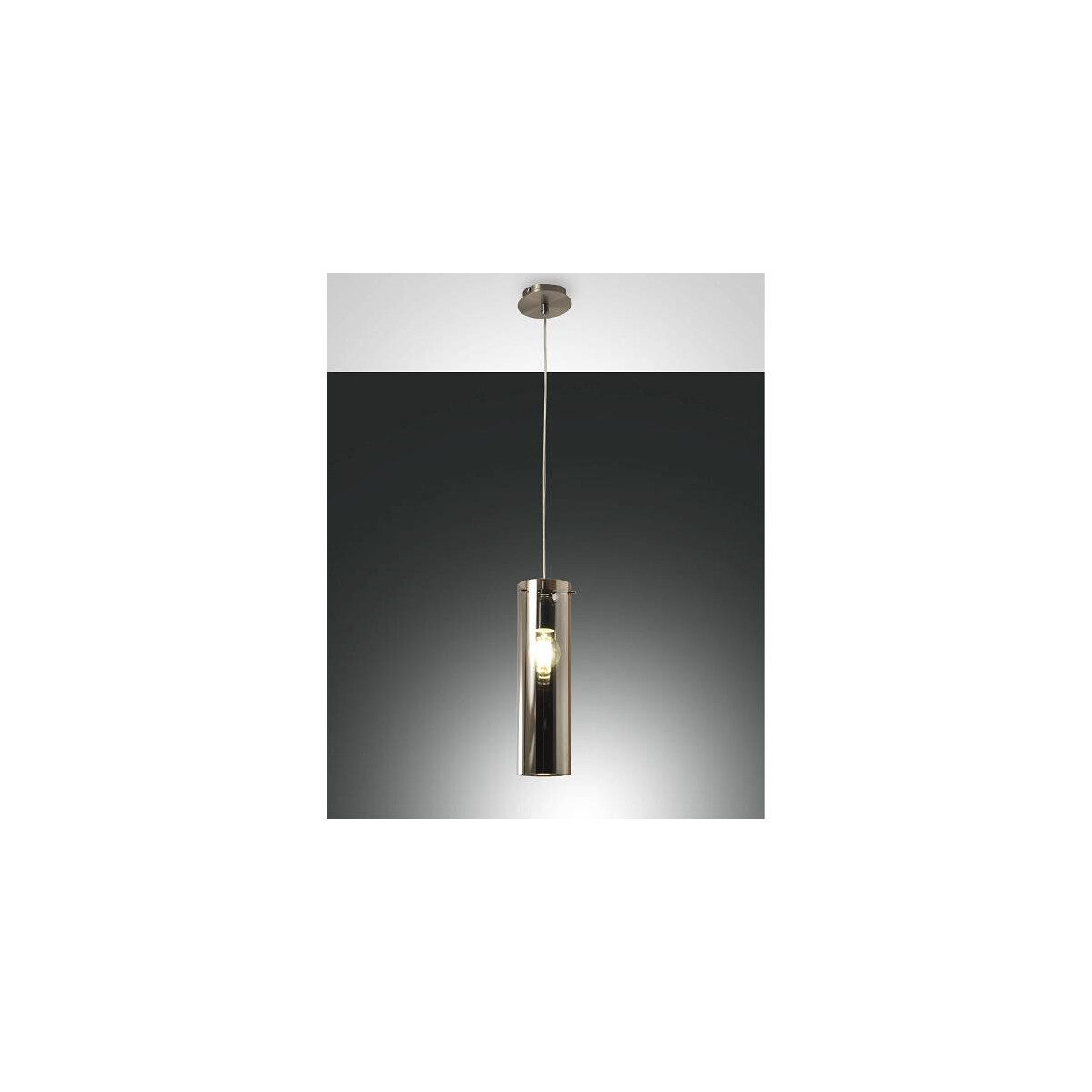 Fabas Luce Sintesi Pendelleuchte E27 1X60W Metall und Borsilicatglas Grau transparent