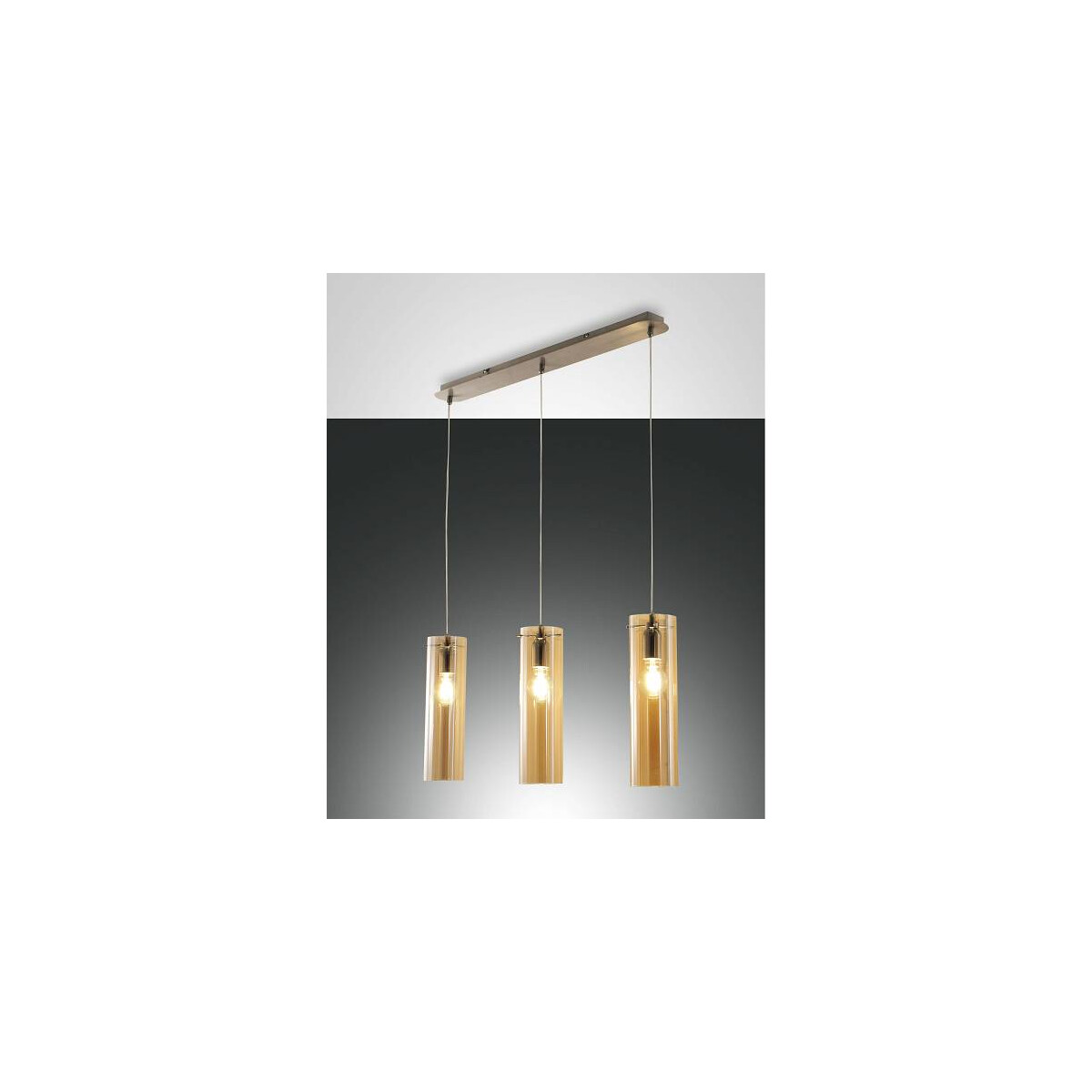 Fabas Luce Sintesi Pendelleuchte E27 3X60W Metall und Borsilicatglas Amber
