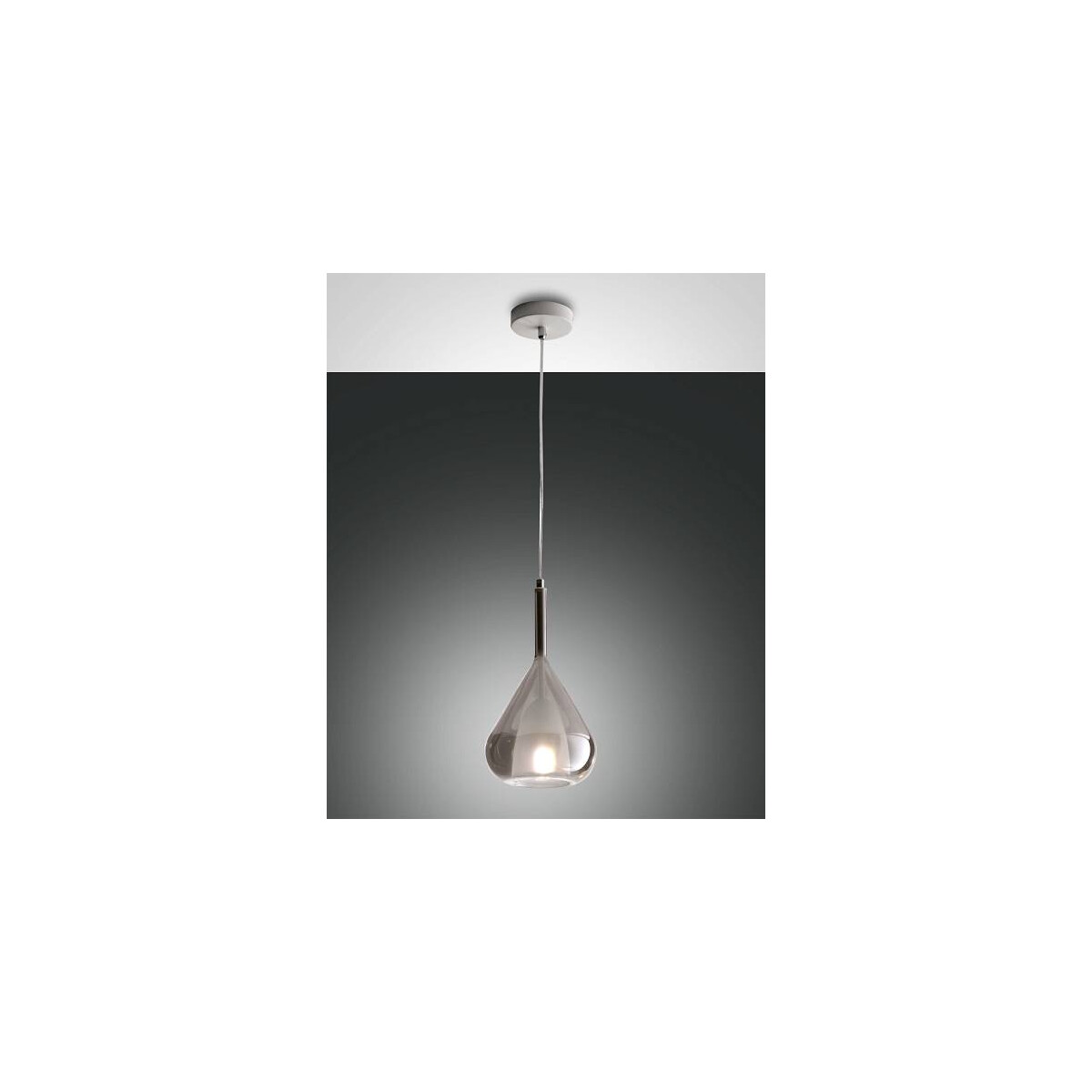 Fabas Luce Lila Pendelleuchte E27 1X40W Metall und Borsilicatglas Grau transparent