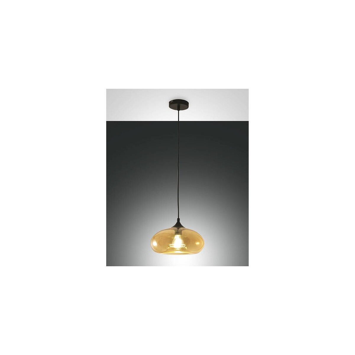 Fabas Luce Ela Pendelleuchte E27 1X60W Metall und geblasenes Glas Amber