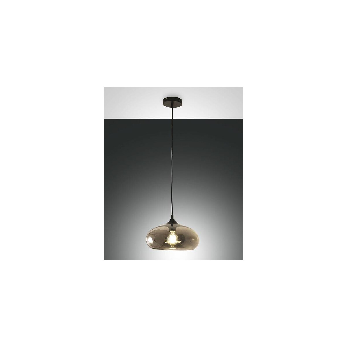 Fabas Luce Ela Pendelleuchte E27 1X60W Metall und geblasenes Glas Grau transparent