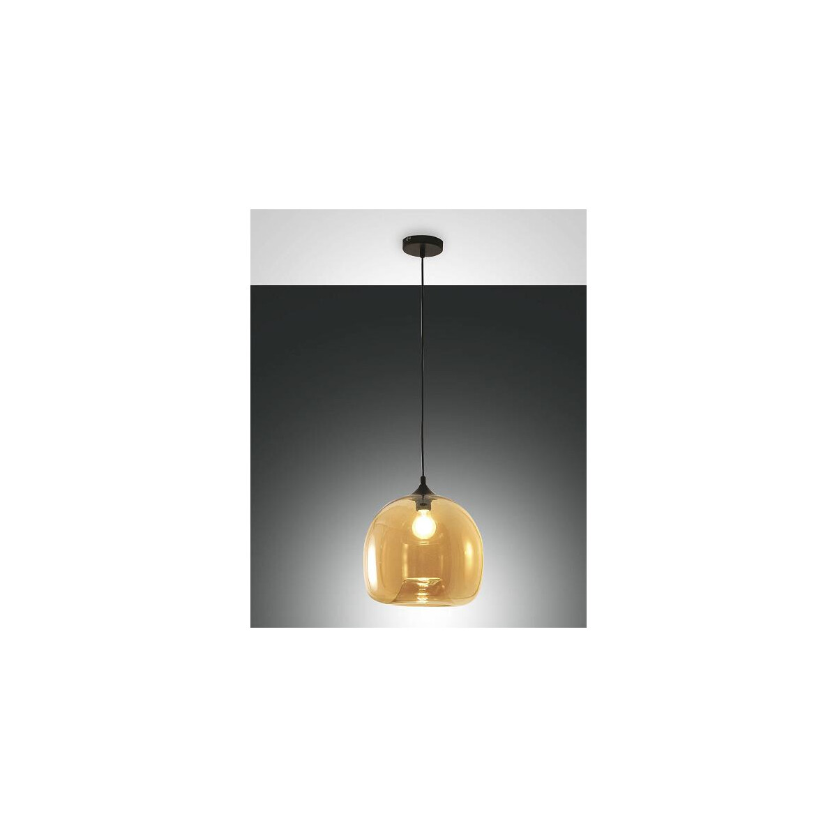 Fabas Luce Maia Pendelleuchte E27 1X60W Metall und geblasenes Glas Amber