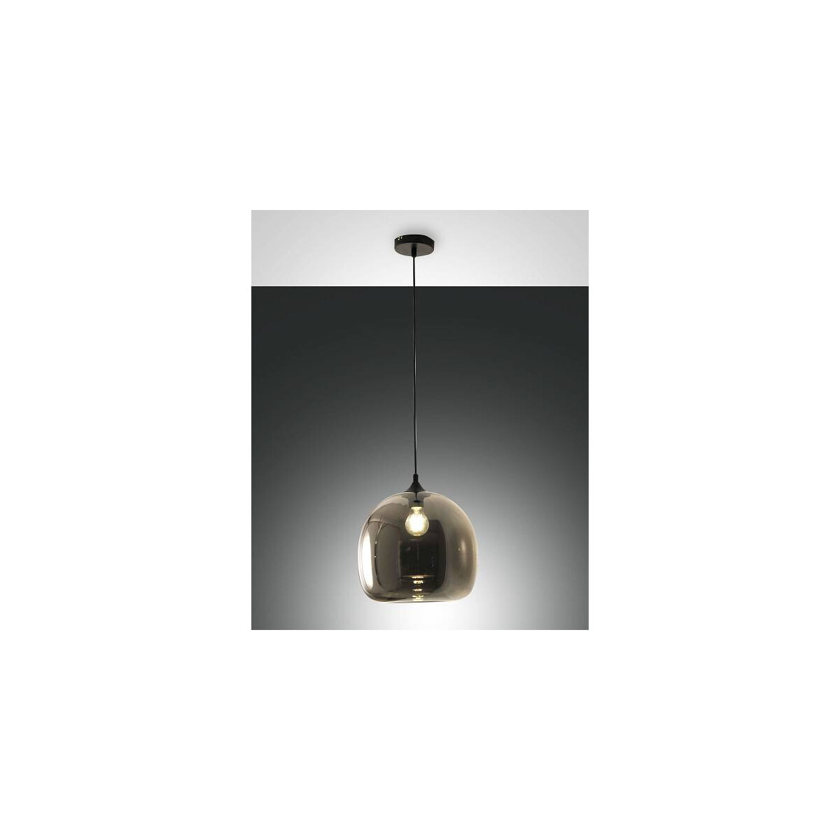 Fabas Luce Maia Pendelleuchte E27 1X60W Metall und geblasenes Glas Grau transparent