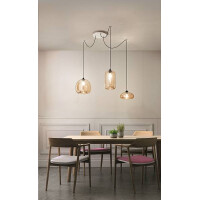 Fabas Luce Fiona Pendelleuchte E27 3X60W Metall und geblasen