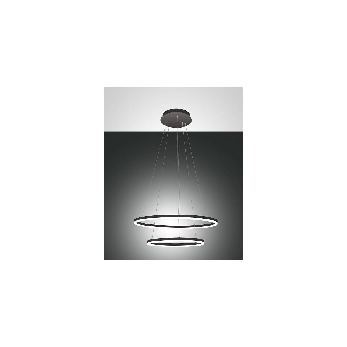 Fabas Luce Giotto Pendelleuchte inkl. Smartluce LED 52W Metall- und Methacrylat Schwarz