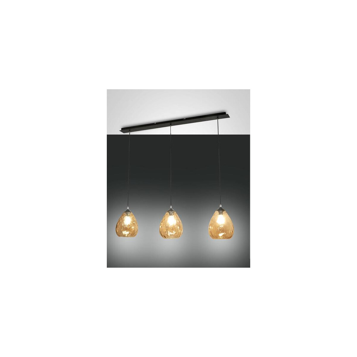 Fabas Luce Gisella Pendelleuchte E27 3X60W Metall und geblasenes Glas Amber