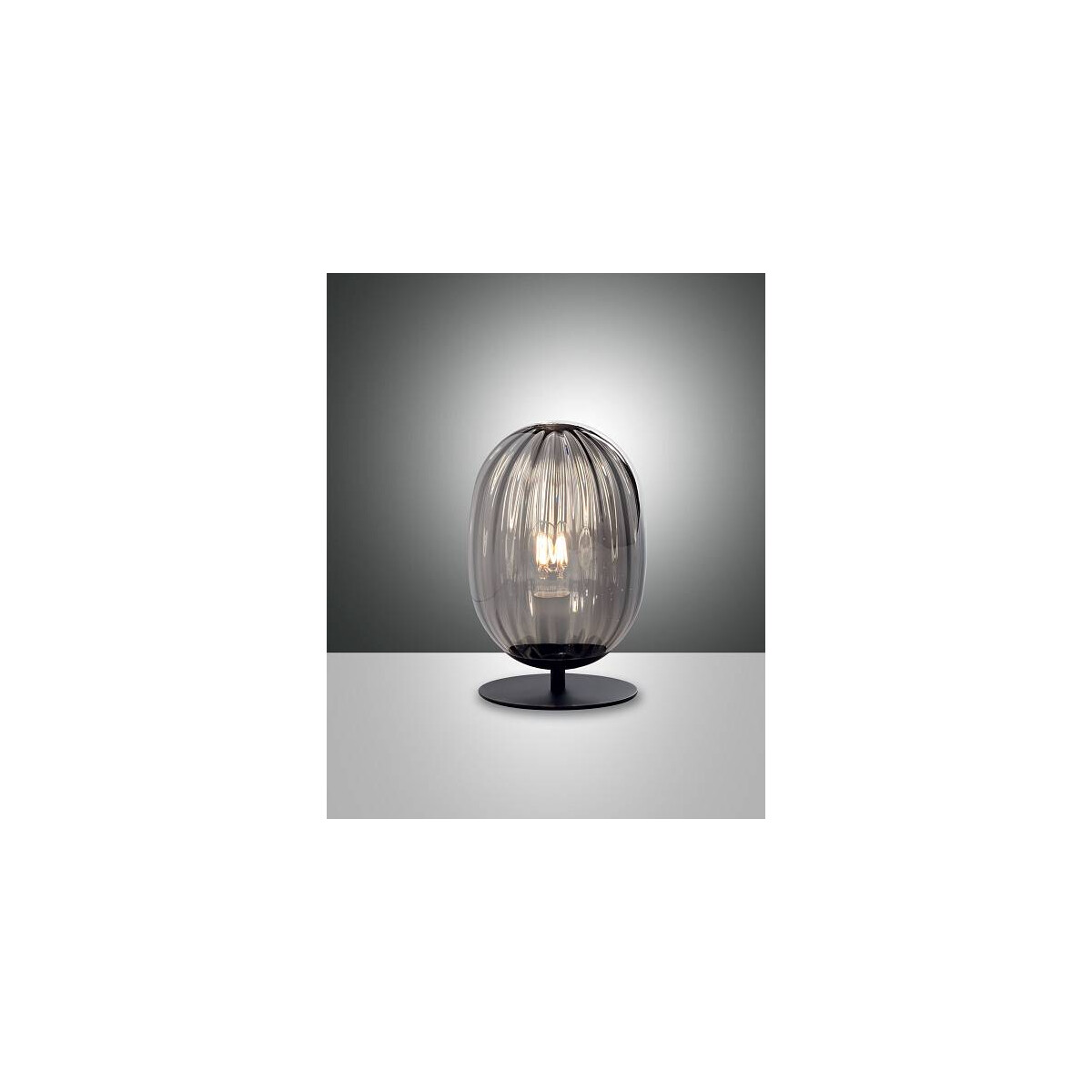 Fabas Luce Infinity Tischleuchte E27 1X40W Metall und geblasenes Glas Grau transparent