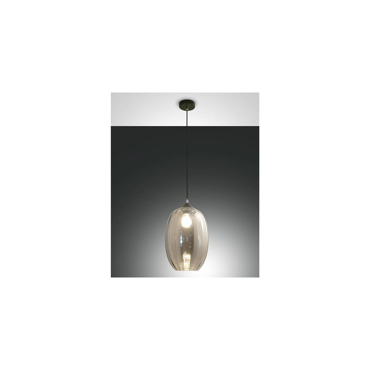 Fabas Luce Infinity Pendelleuchte E27 1X60W Metall und geblasenes Glas Grau transparent