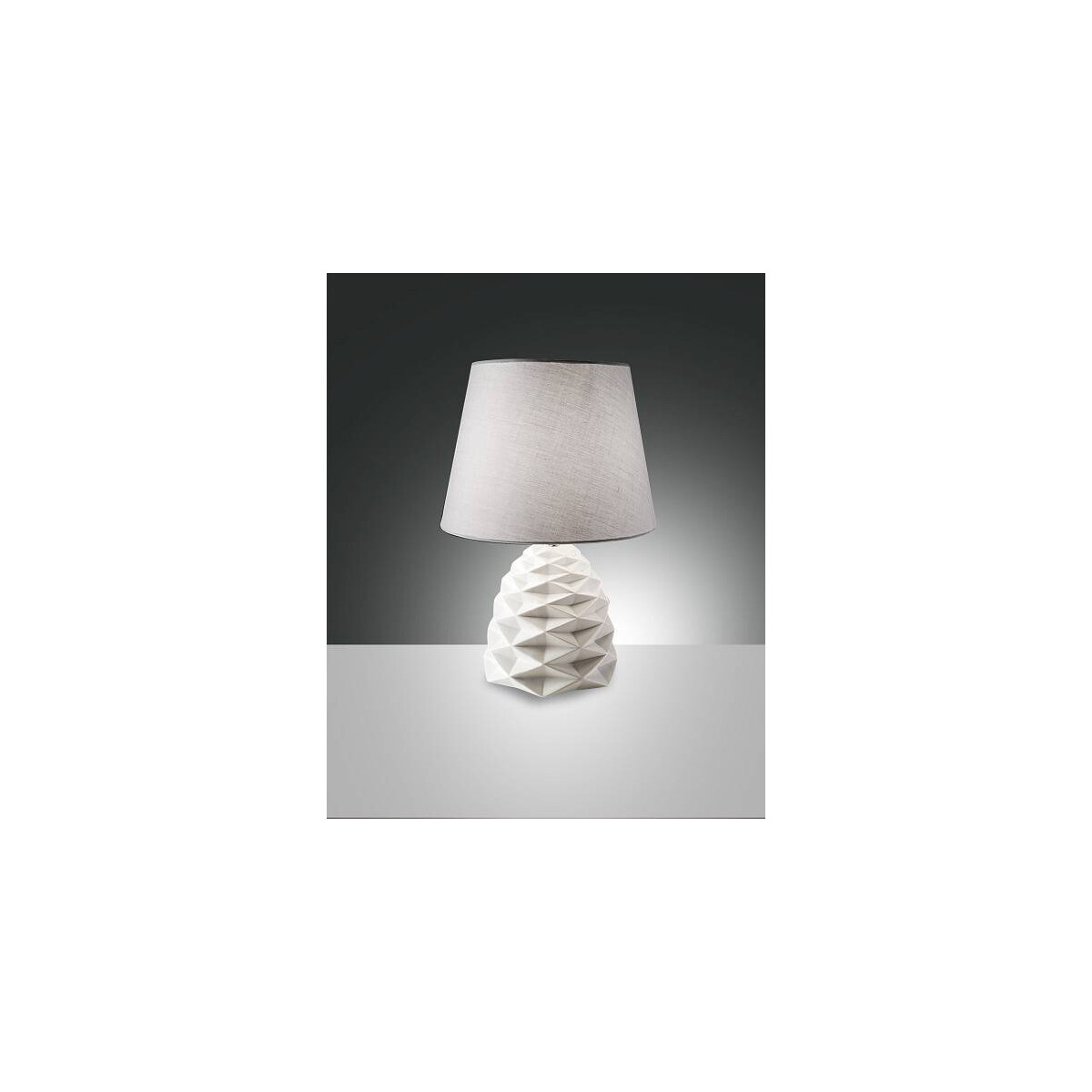 Fabas Luce Duchessa Tischleuchte E27 1x60W Metall- Keramik- und Textilstruktur weiß