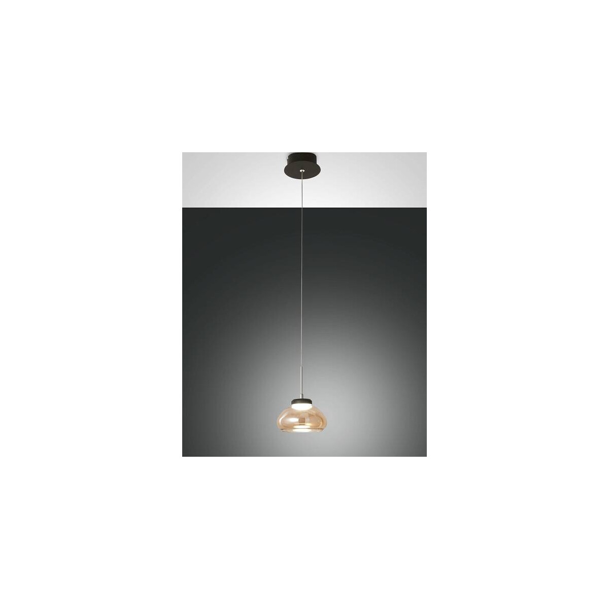 Fabas Luce Arabella Pendelleuchte LED 1x8W Metall und geblasenes Glas Amber