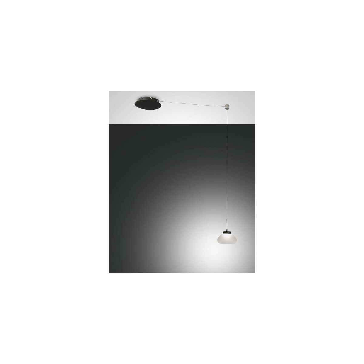 Fabas Luce Arabella Pendelleuchte LED 1x8W Metall und geblasenes Glas Weiss