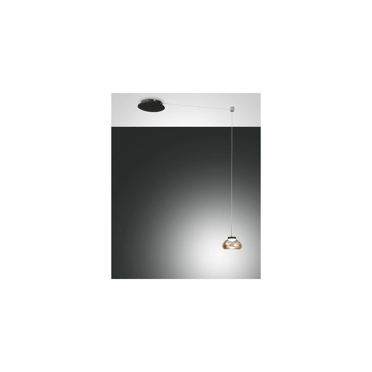 Fabas Luce Arabella Pendelleuchte inkl. Smartluce LED 1x8W Metall und geblasenes Glas Amber