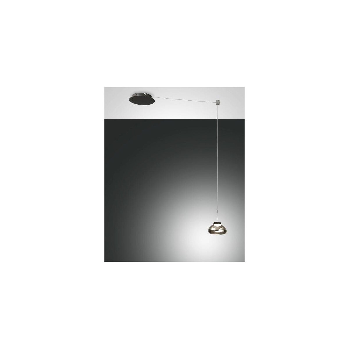 Fabas Luce Arabella Pendelleuchte LED 1x8W Metall und geblasenes Glas Grau transparent