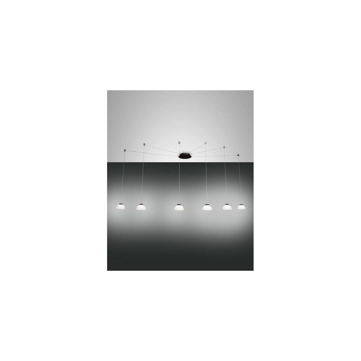 Fabas Luce Arabella Pendelleuchte inkl. Smartluce LED 6x8W Metall und geblasenes Glas Weiss