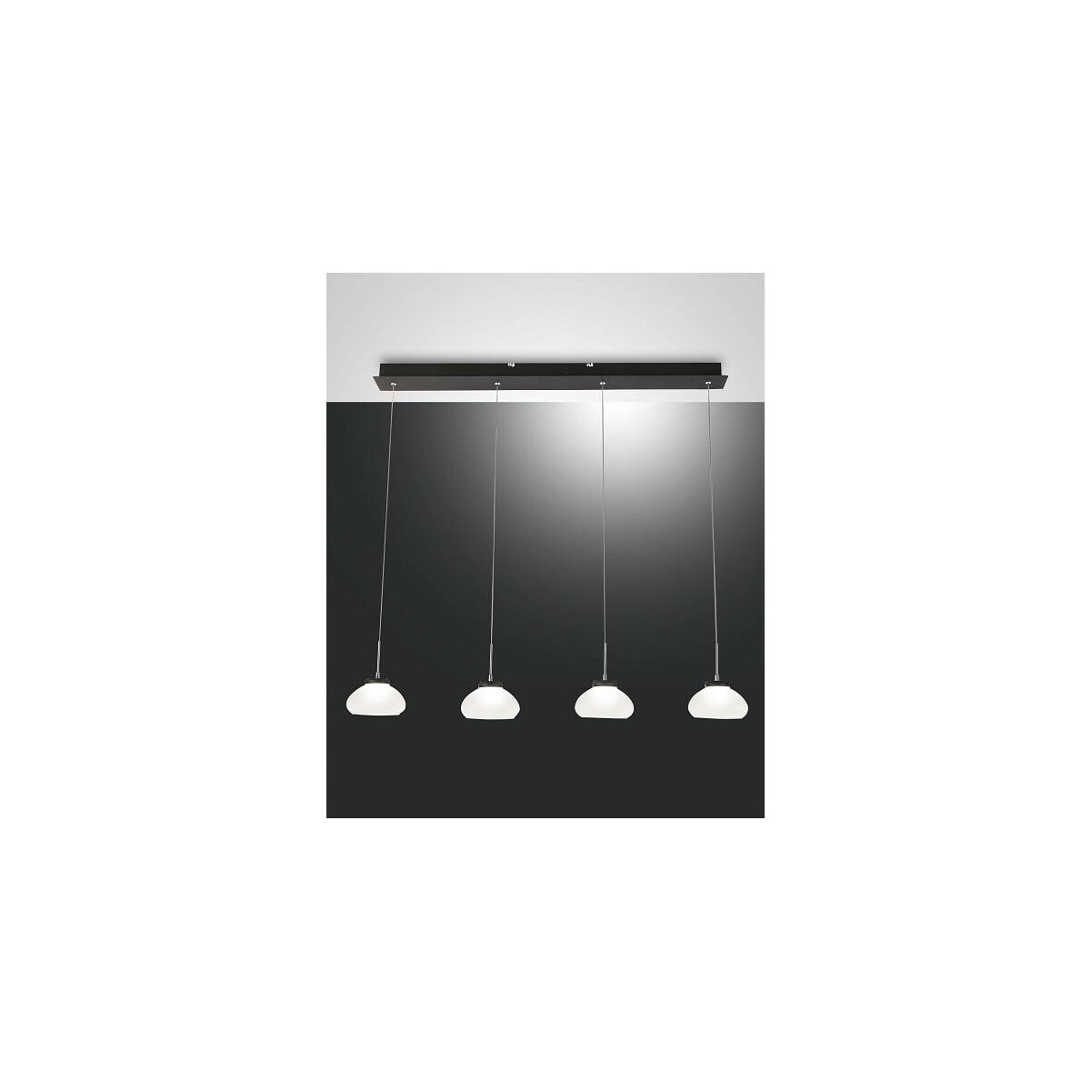 Fabas Luce Arabella Pendelleuchte LED 4x8W Metall und geblasenes Glas Weiss