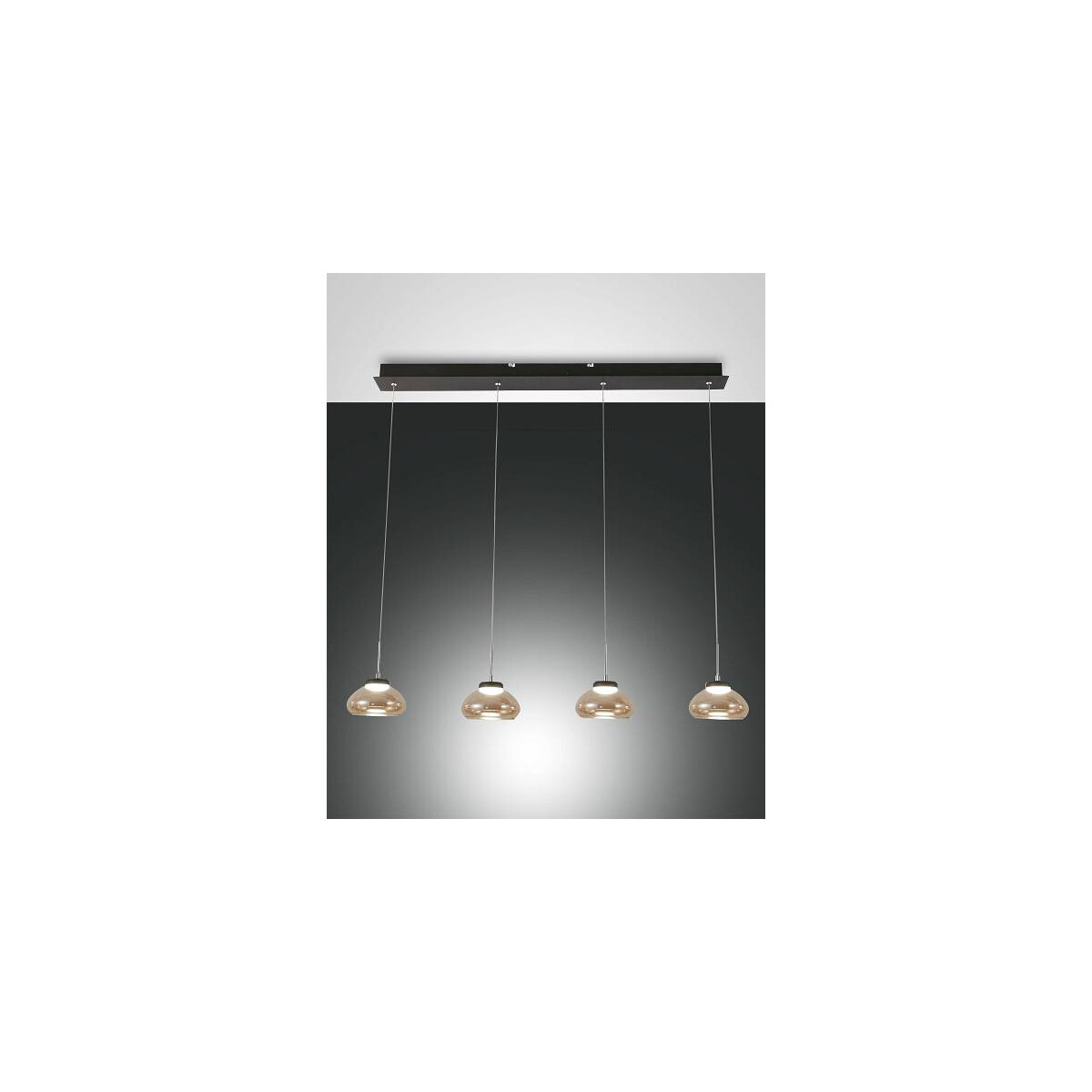 Fabas Luce Arabella Pendelleuchte LED 4x8W Metall und geblasenes Glas Amber