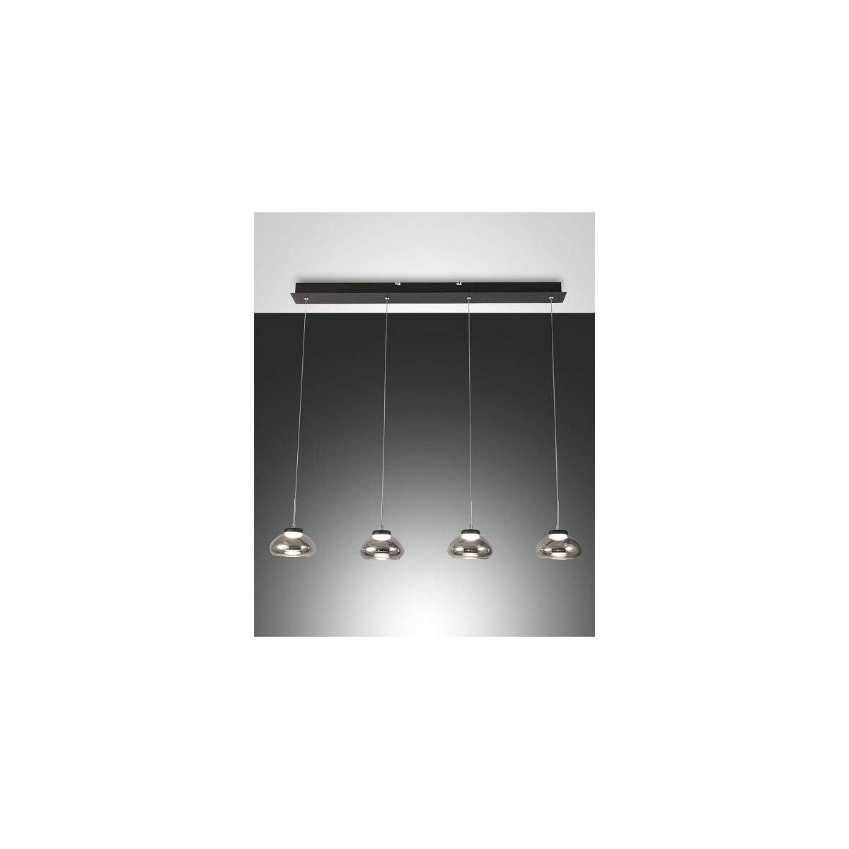 Fabas Luce Arabella Pendelleuchte LED 4x8W Metall und geblasenes Glas Grau transparent