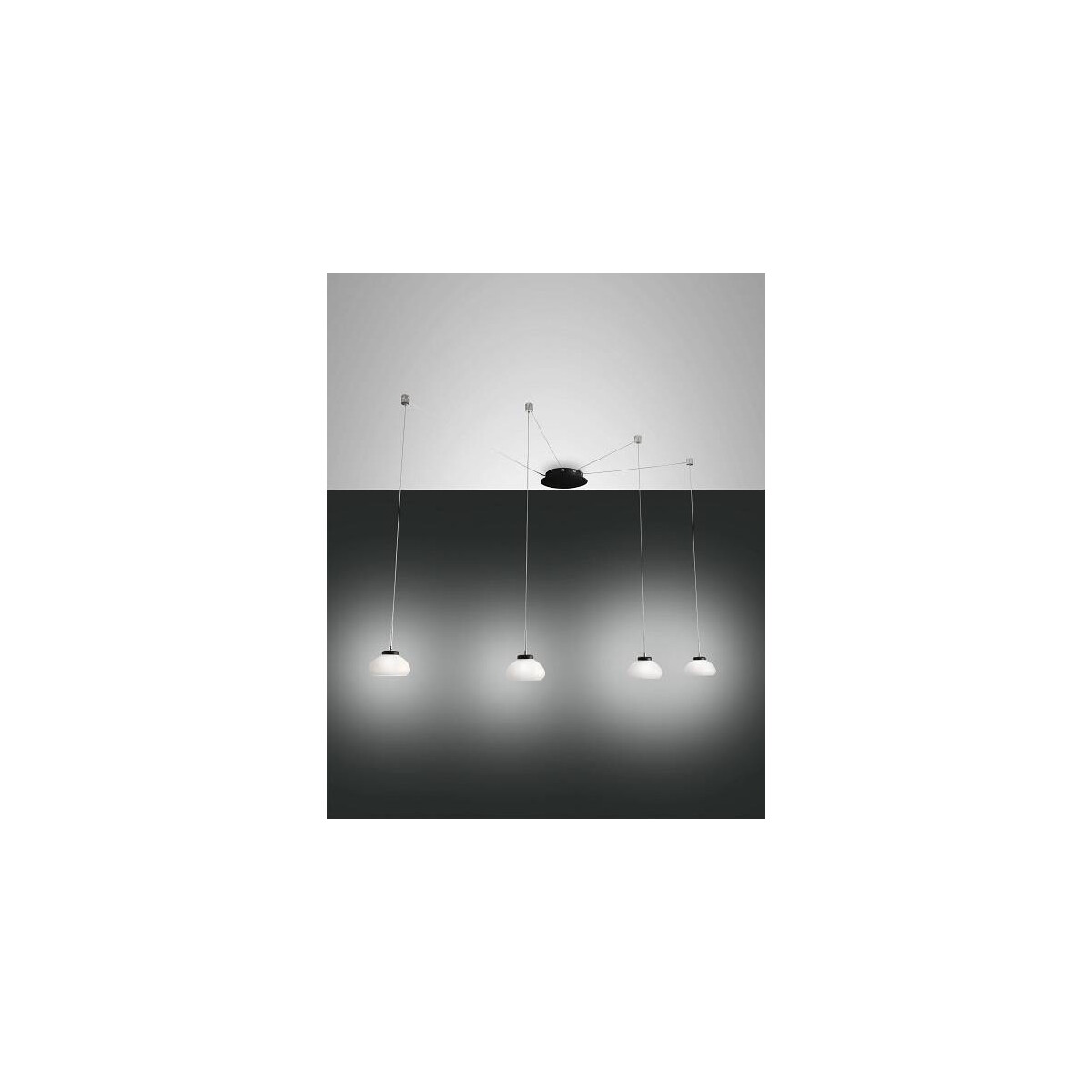 Fabas Luce Arabella Pendelleuchte inkl. Smartluce LED 4x8W Metall und geblasenes Glas Weiss
