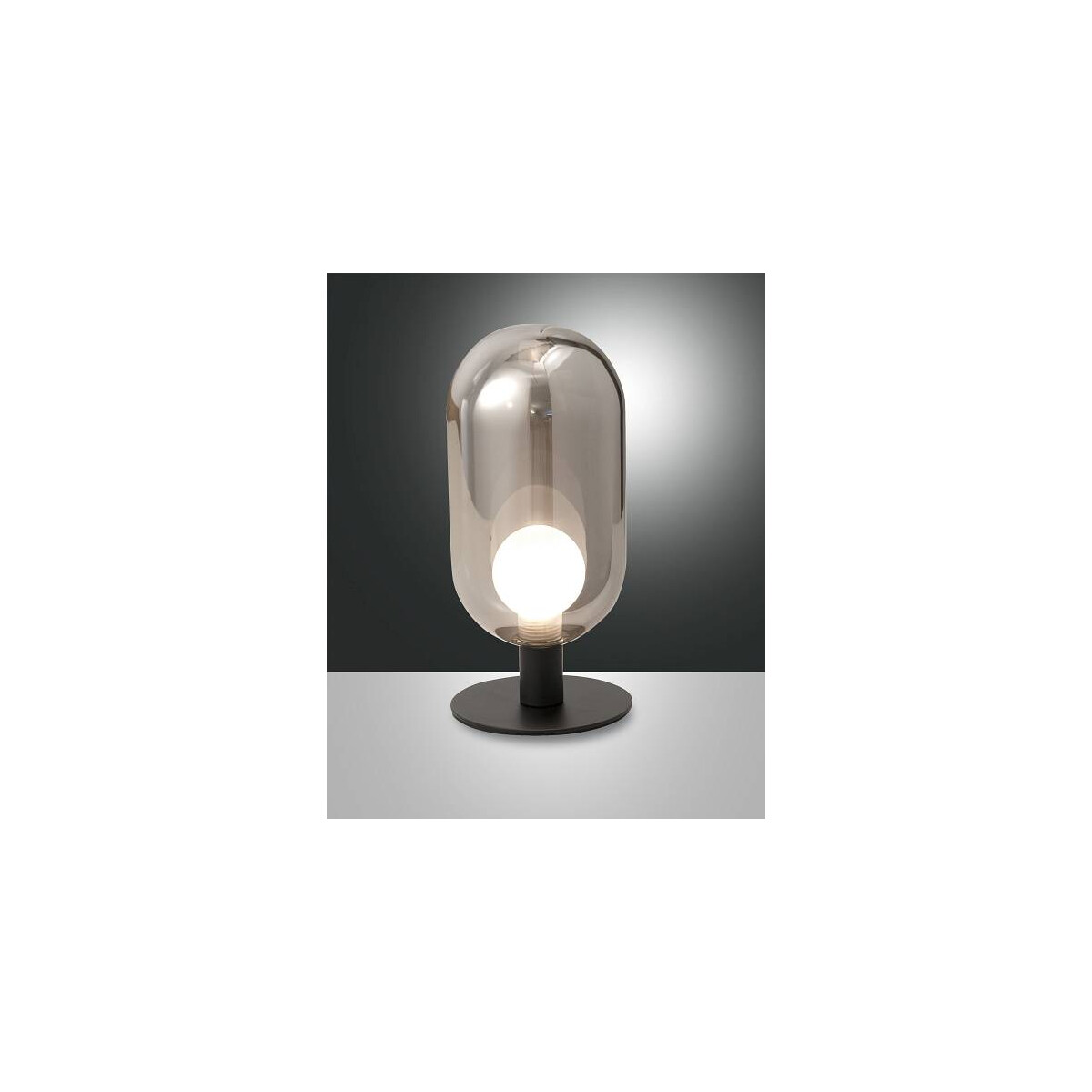 Fabas Luce Gubbio Tischleuchte G9 LED 1x3W Metall und Borsilicatglas Grau transparent