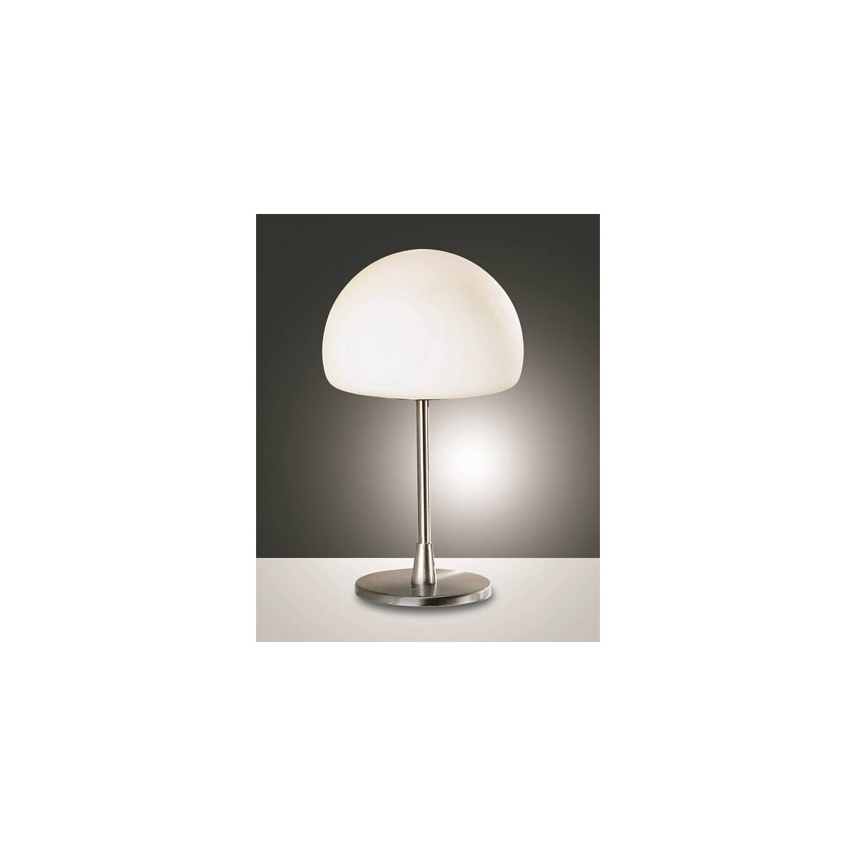 Fabas Luce Gaia Tischleuchte G9 LED 1x3W Metall und geblasenes Glas Nickel satiniert