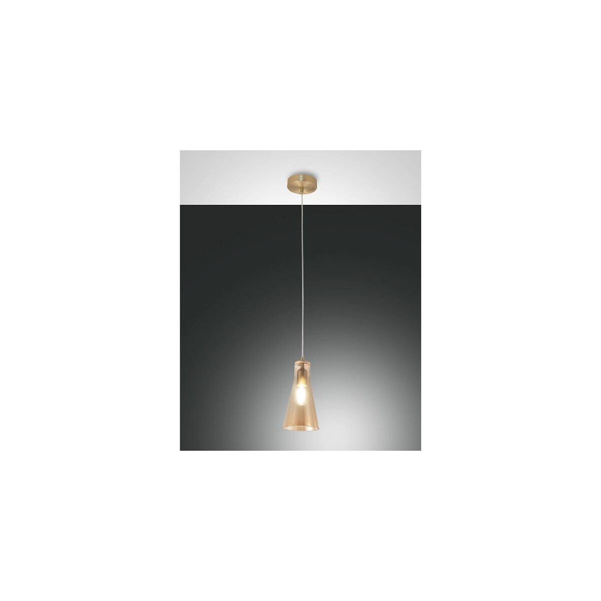 Fabas Luce Dafne Pendelleuchte E27 1x40W Metall und geblasenes Glas Messing satiniert/Amber