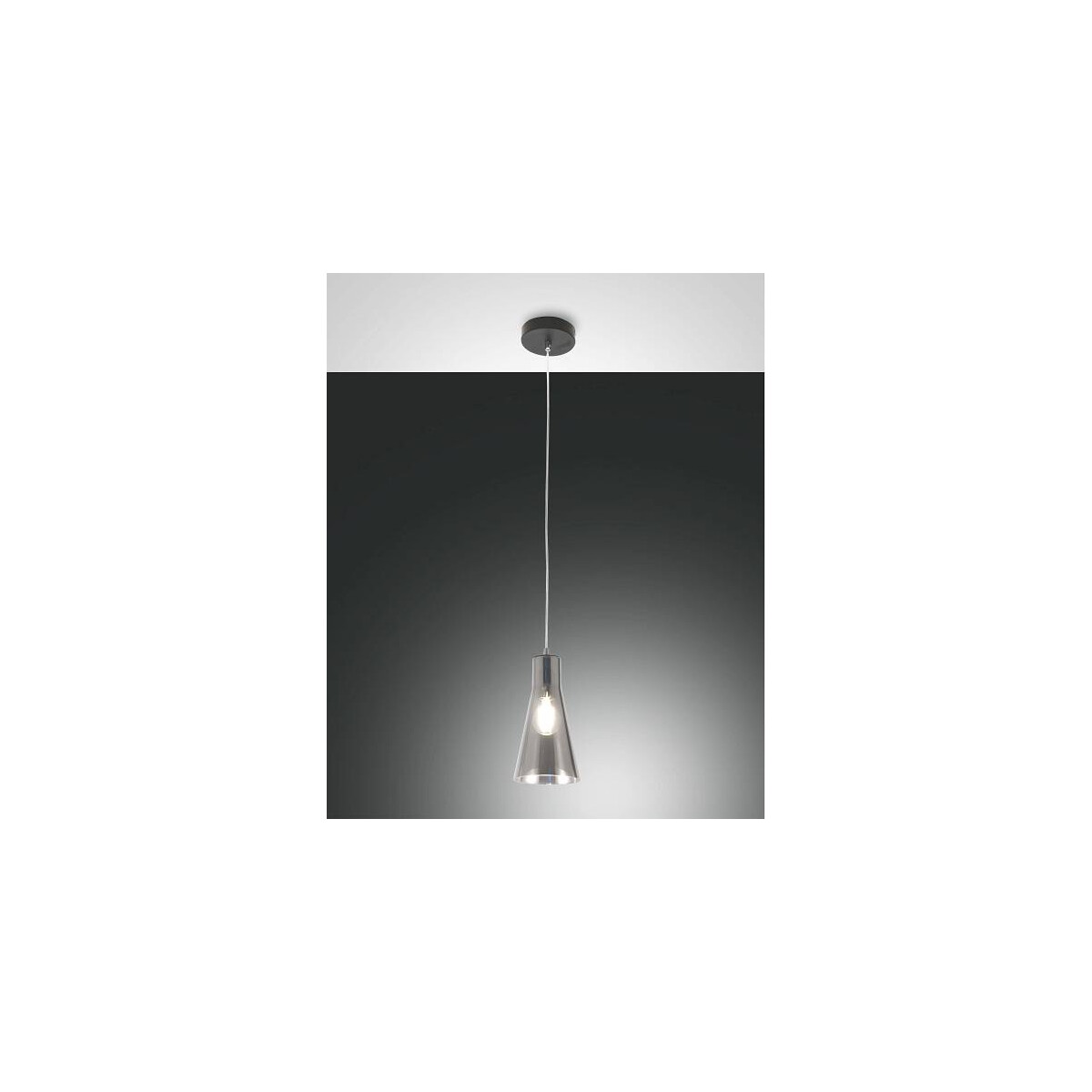 Fabas Luce Dafne Pendelleuchte E27 1x40W Metall und geblasenes Glas schwarz/fumé