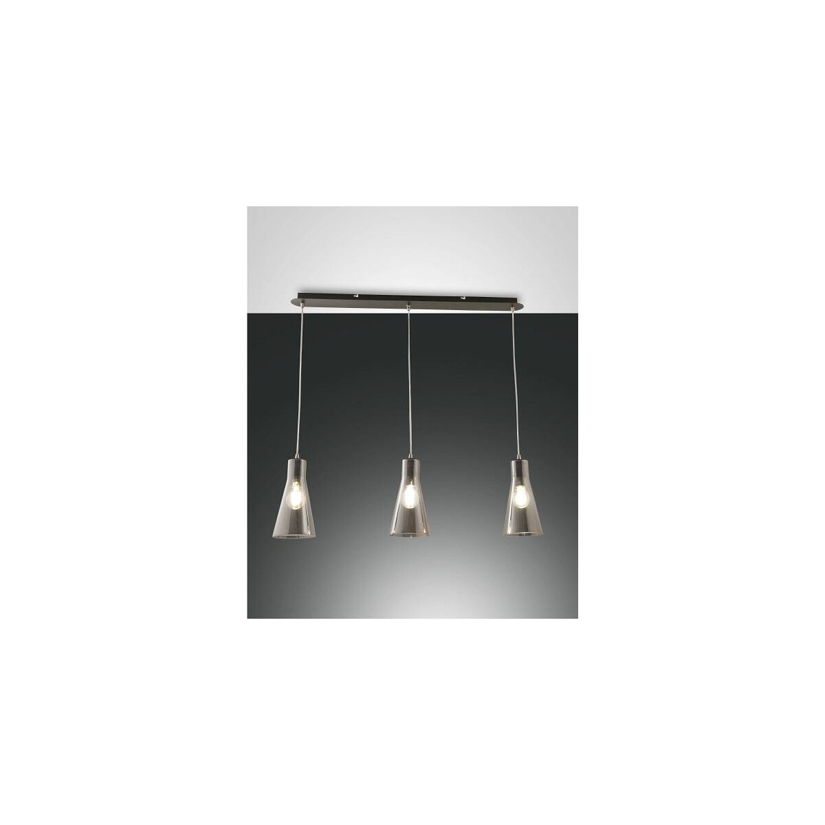 Fabas Luce Dafne Pendelleuchte E27 3X40W Metall und geblasenes Glas schwarz/fumé