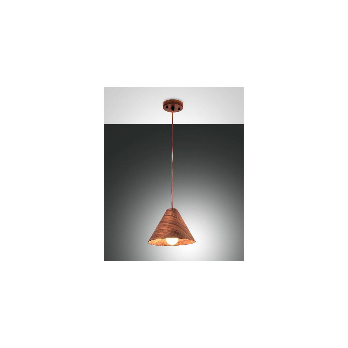 Fabas Luce Esino Pendelleuchte E27 1x40W Metall und Echtholz Walnussfarben