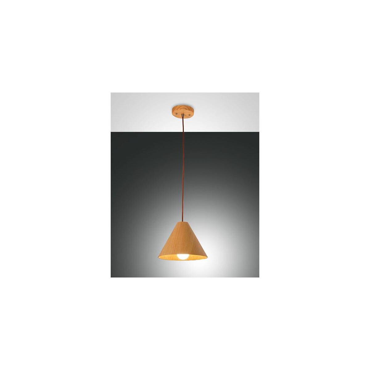 Fabas Luce Esino Pendelleuchte E27 1x40W Metall und Echtholz Eichenholz