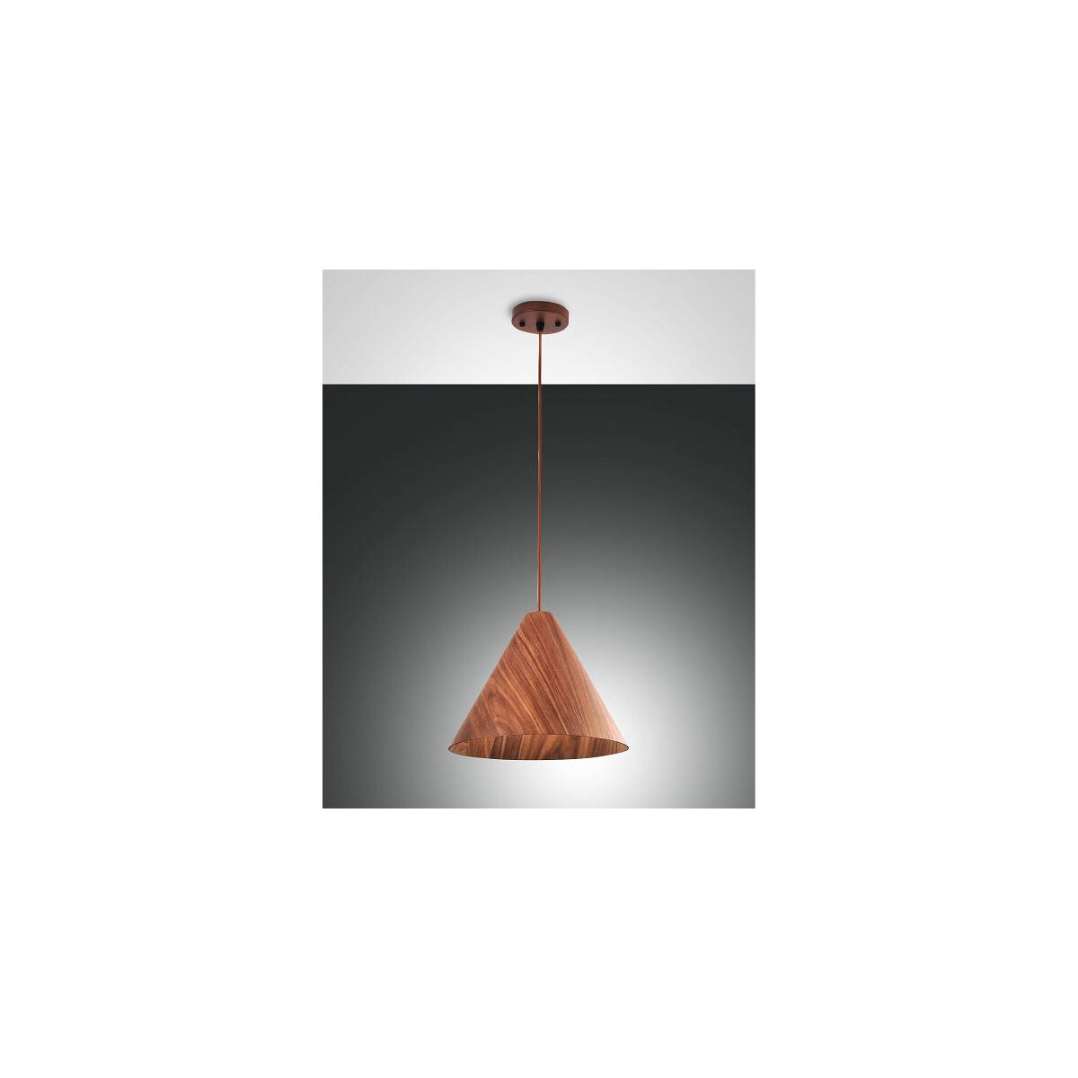 Fabas Luce Esino Pendelleuchte E27 1x40W Metall und Echtholz Walnussfarben