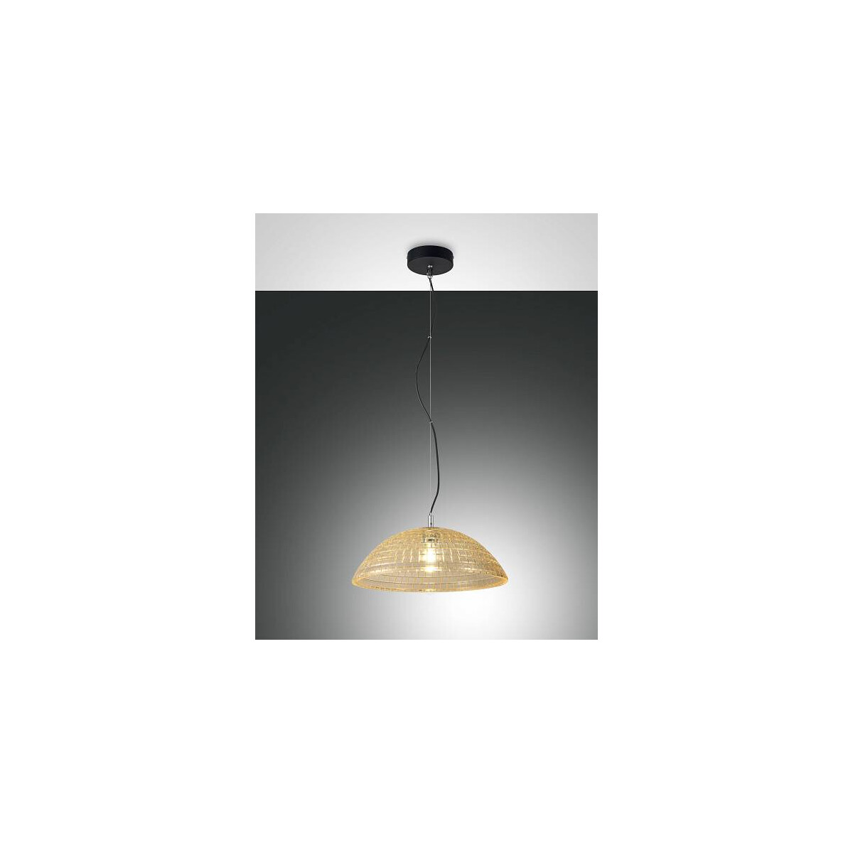 Fabas Luce Diamond Pendelleuchte E27 1x40W Metall und zentrifugiertes Glas schwarz/amber