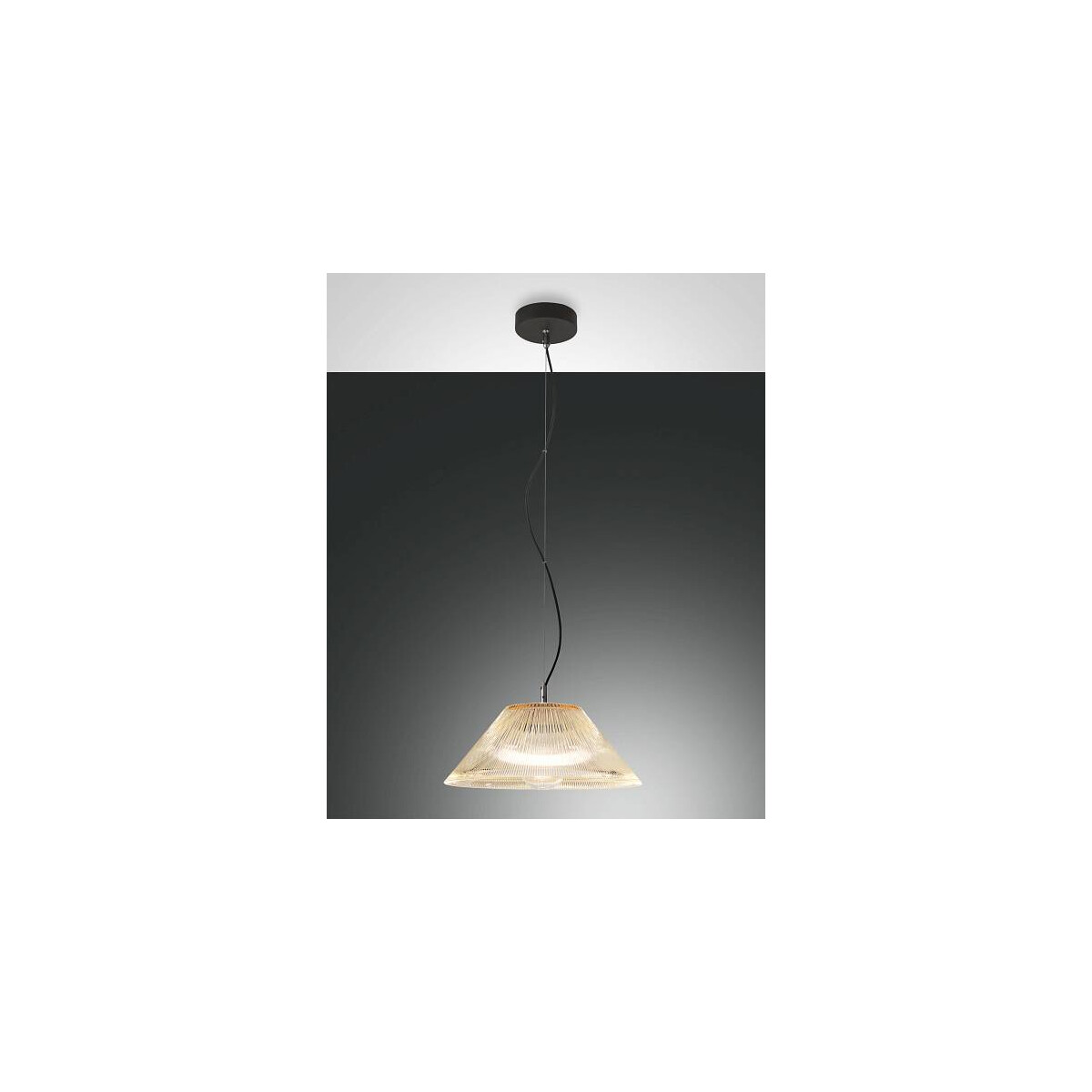 Fabas Luce Salento Pendelleuchte E27 1x40W Metall und zentrifugiertes Glas schwarz/amber