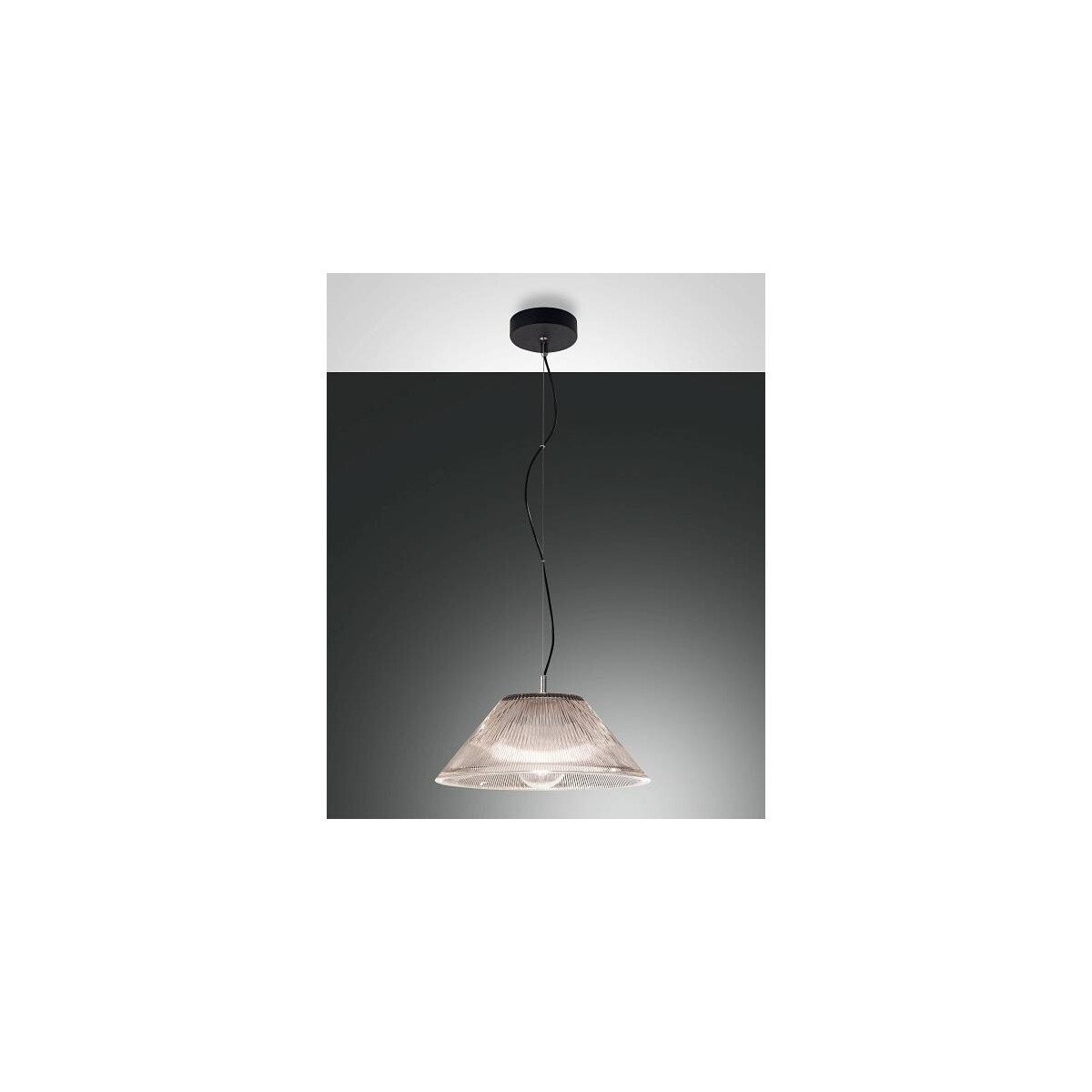 Fabas Luce Salento Pendelleuchte E27 1x40W Metall und zentrifugiertes Glas schwarz/fumé
