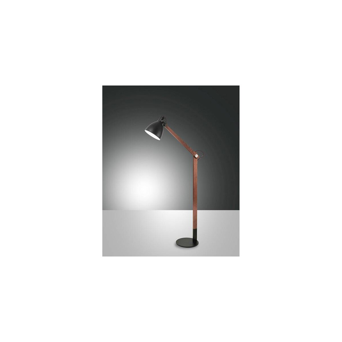 Fabas Luce Sveva Leseleuchte E27 1x60W Metall und Holz Schwarz/walnussfarben