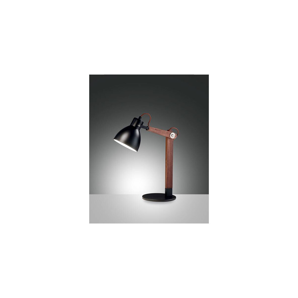 Fabas Luce Sveva Tischleuchte E27 1x40W Metall und Holz Schwarz/walnussfarben