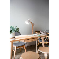 Fabas Luce Sveva Tischleuchte E27 1x40W Metall und Holz wei&