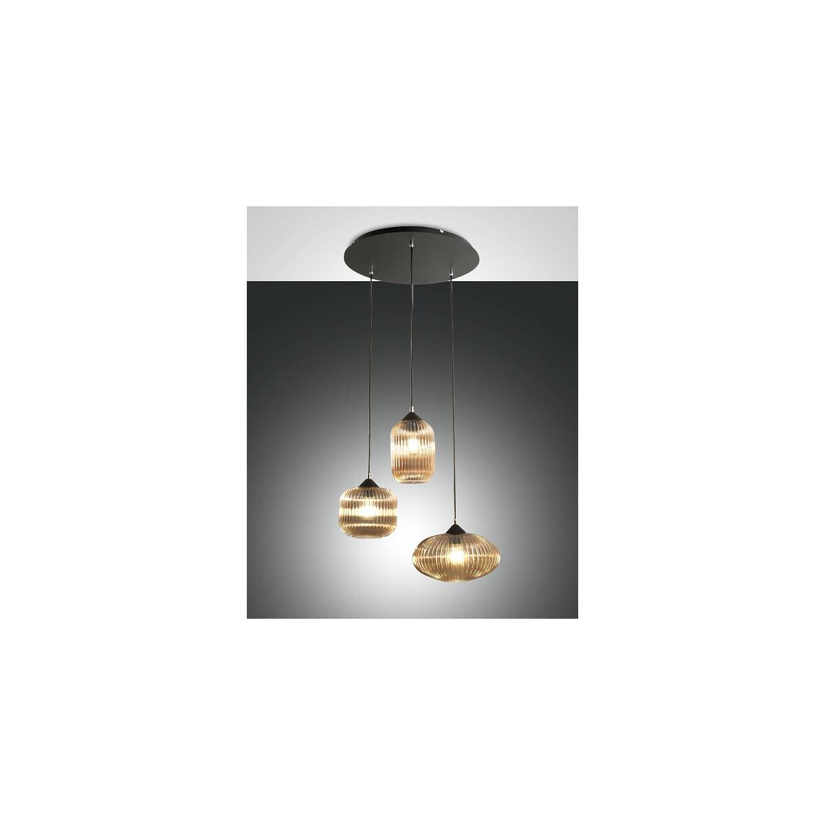 Fabas Luce NORDAL Pendelleuchte E27 3x40W schwarz/amber