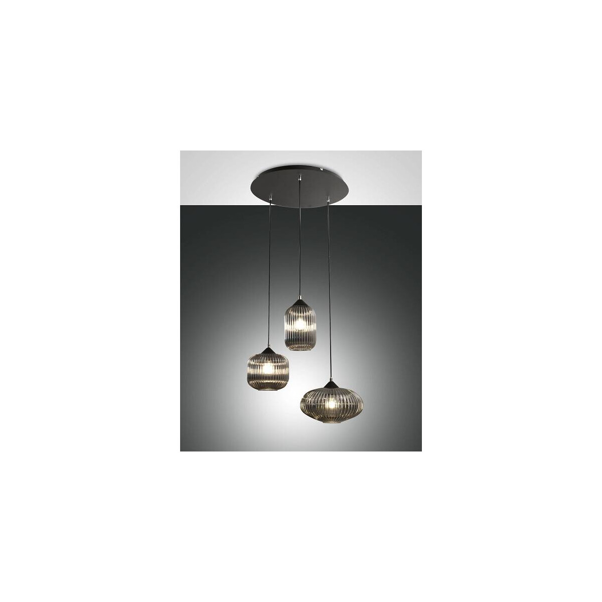 Fabas Luce NORDAL Pendelleuchte E27 3x40W schwarz/grau transparent