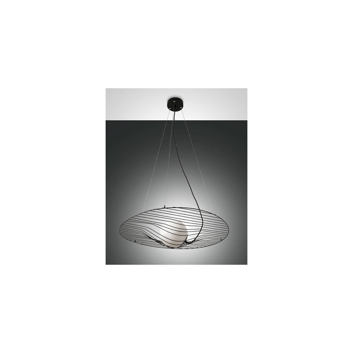 Fabas Luce Homa Pendelleuchte E27 1x40W Metall und geblasenes Glas Schwarz