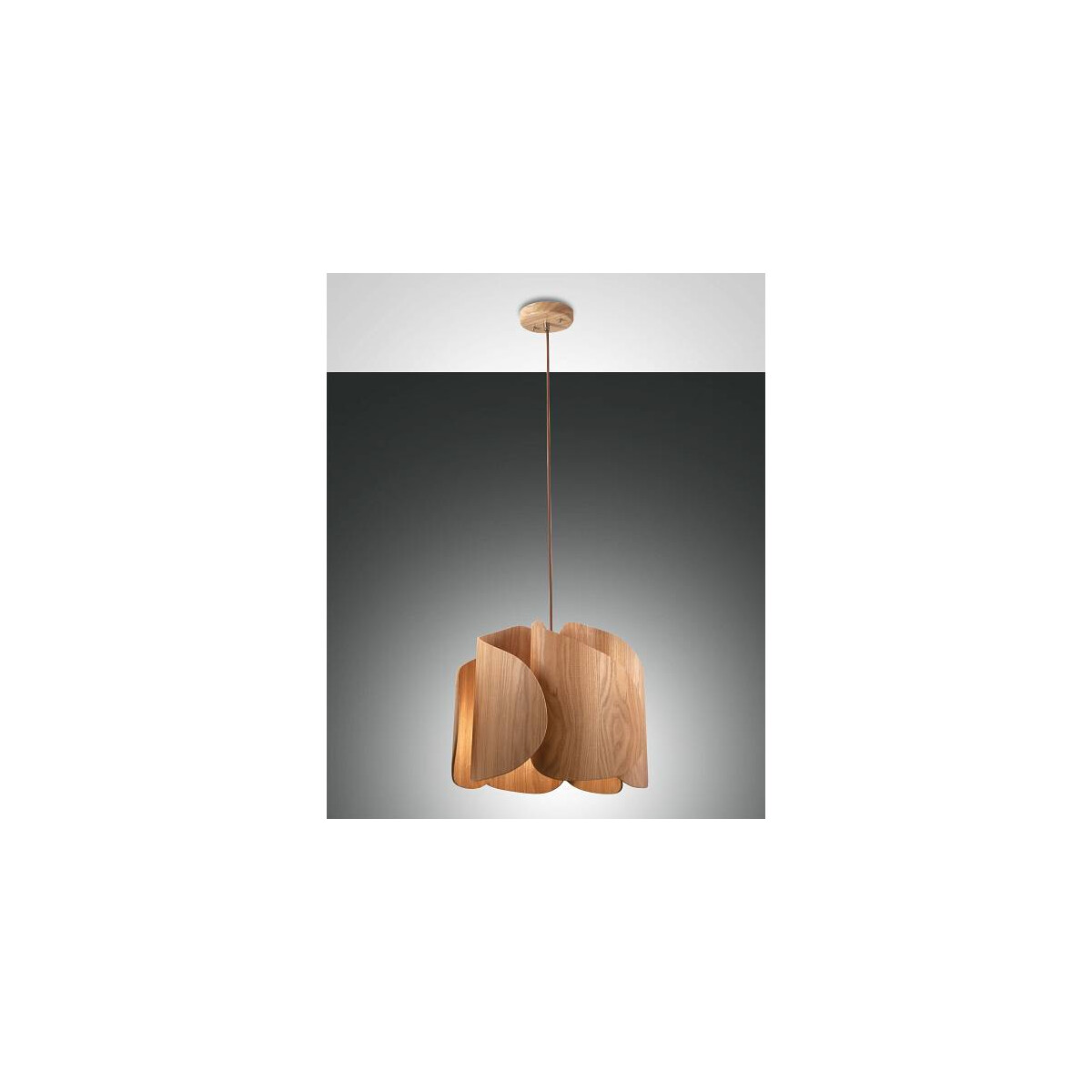Fabas Luce Pevero Pendelleuchte E27 1x40W Metall und Holz Eschenholz