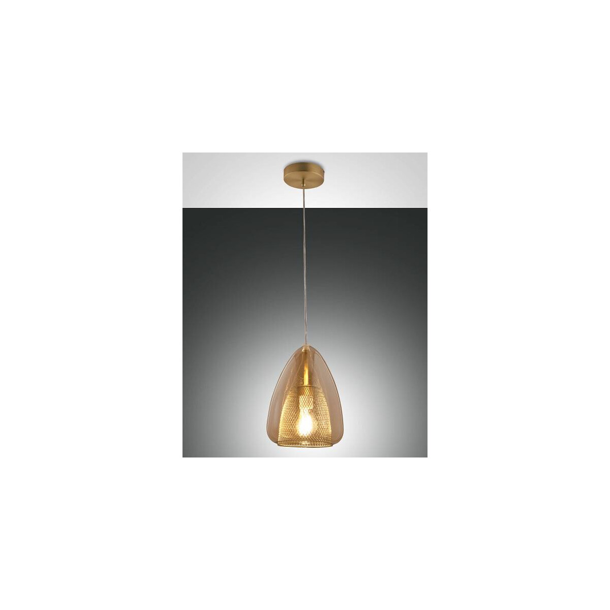 Fabas Luce Britton Pendelleuchte E27 1x40W Metall und geblasenes Glas Amber