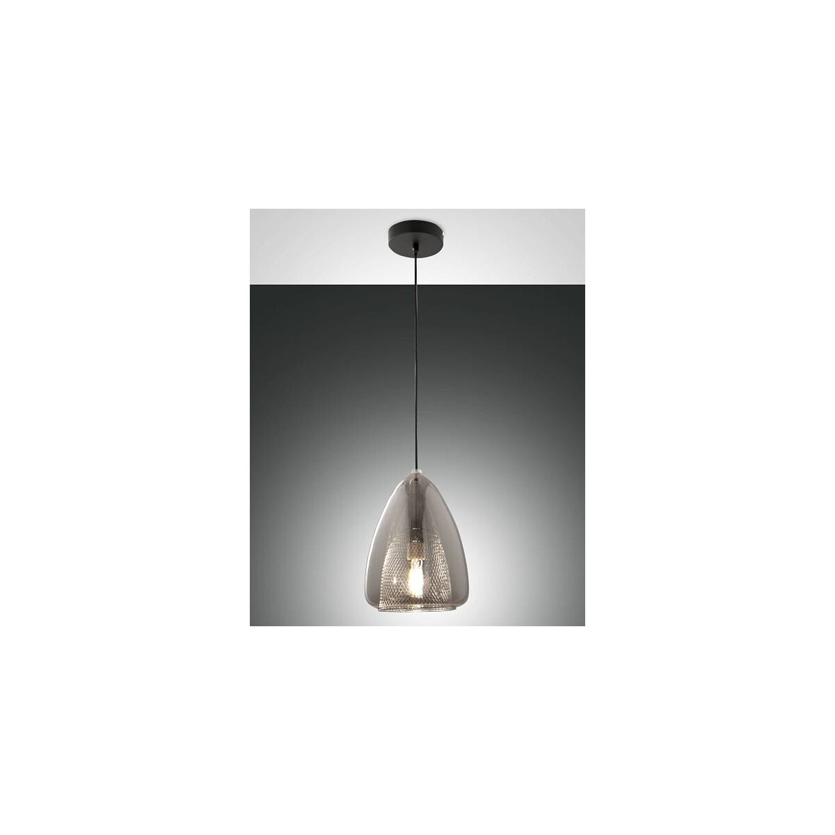 Fabas Luce Britton Pendelleuchte E27 1x40W Metall und geblasenes Glas Grau transparent