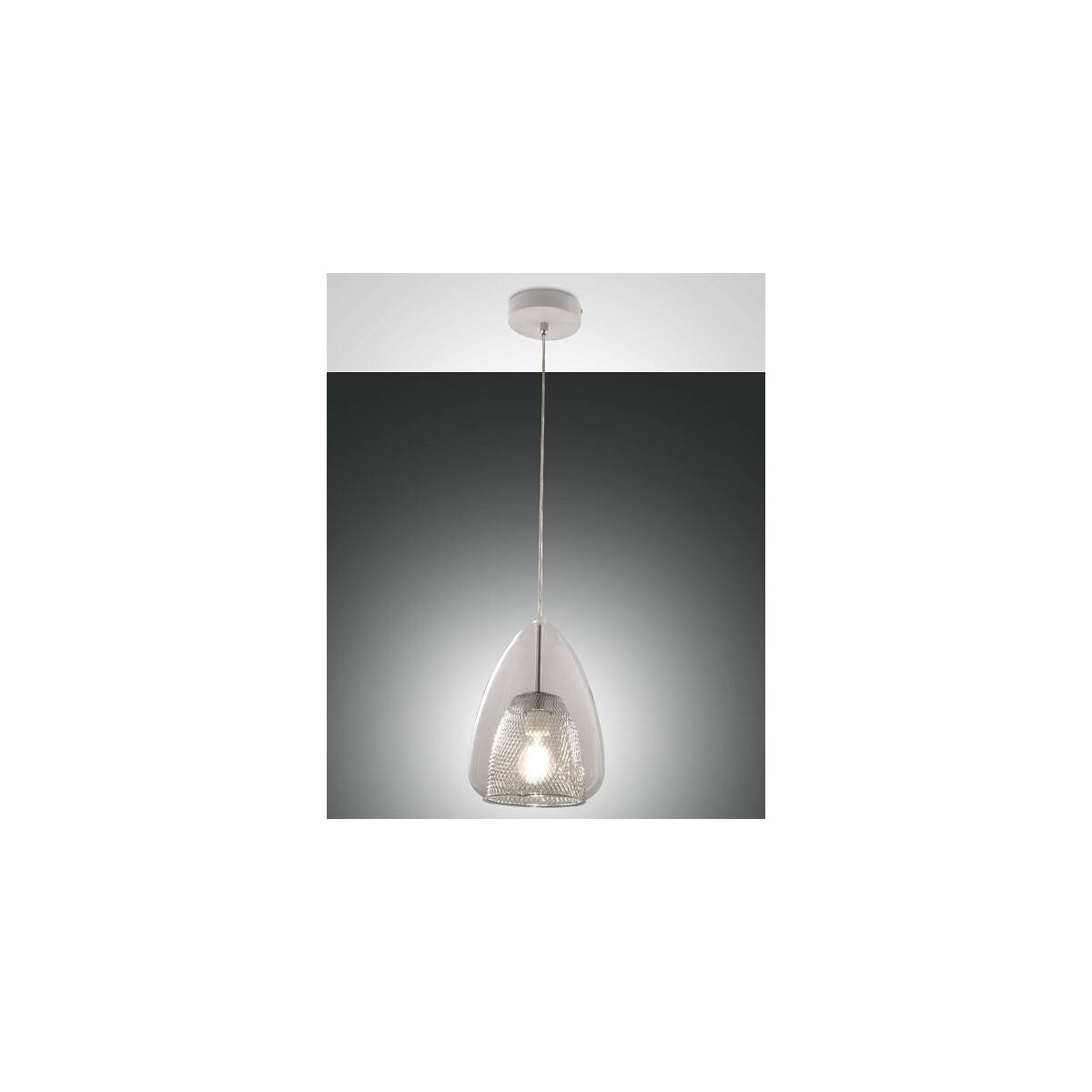 Fabas Luce Britton Pendelleuchte E27 1x40W Metall und geblasenes Glas Transparent