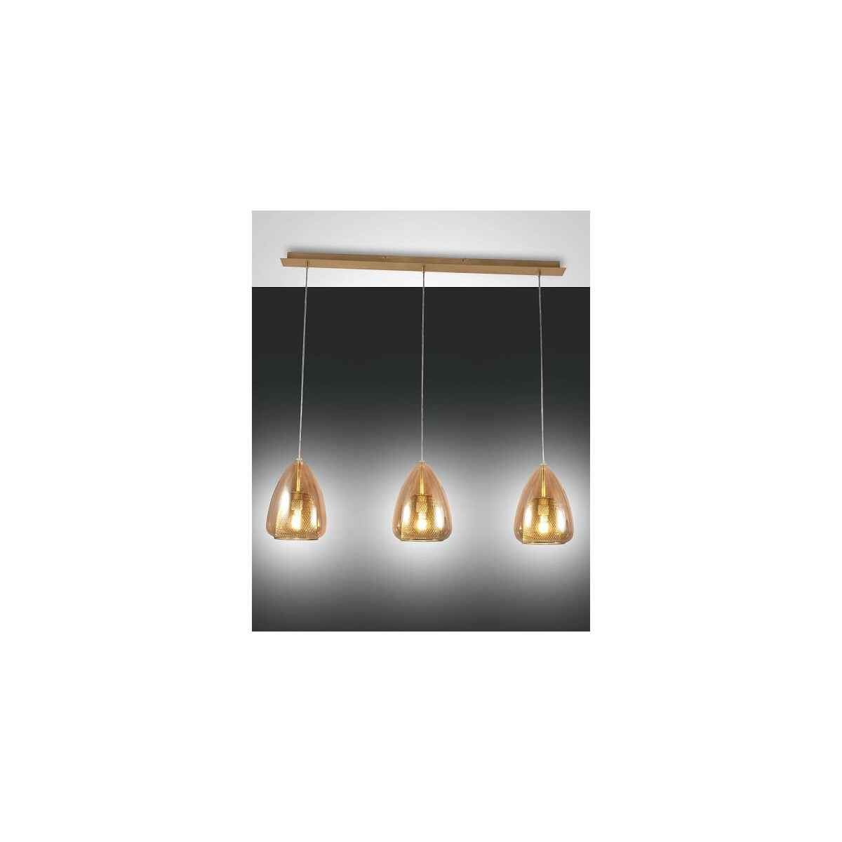 Fabas Luce Britton Pendelleuchte E27 3x40W Metall und geblasenes Glas Amber