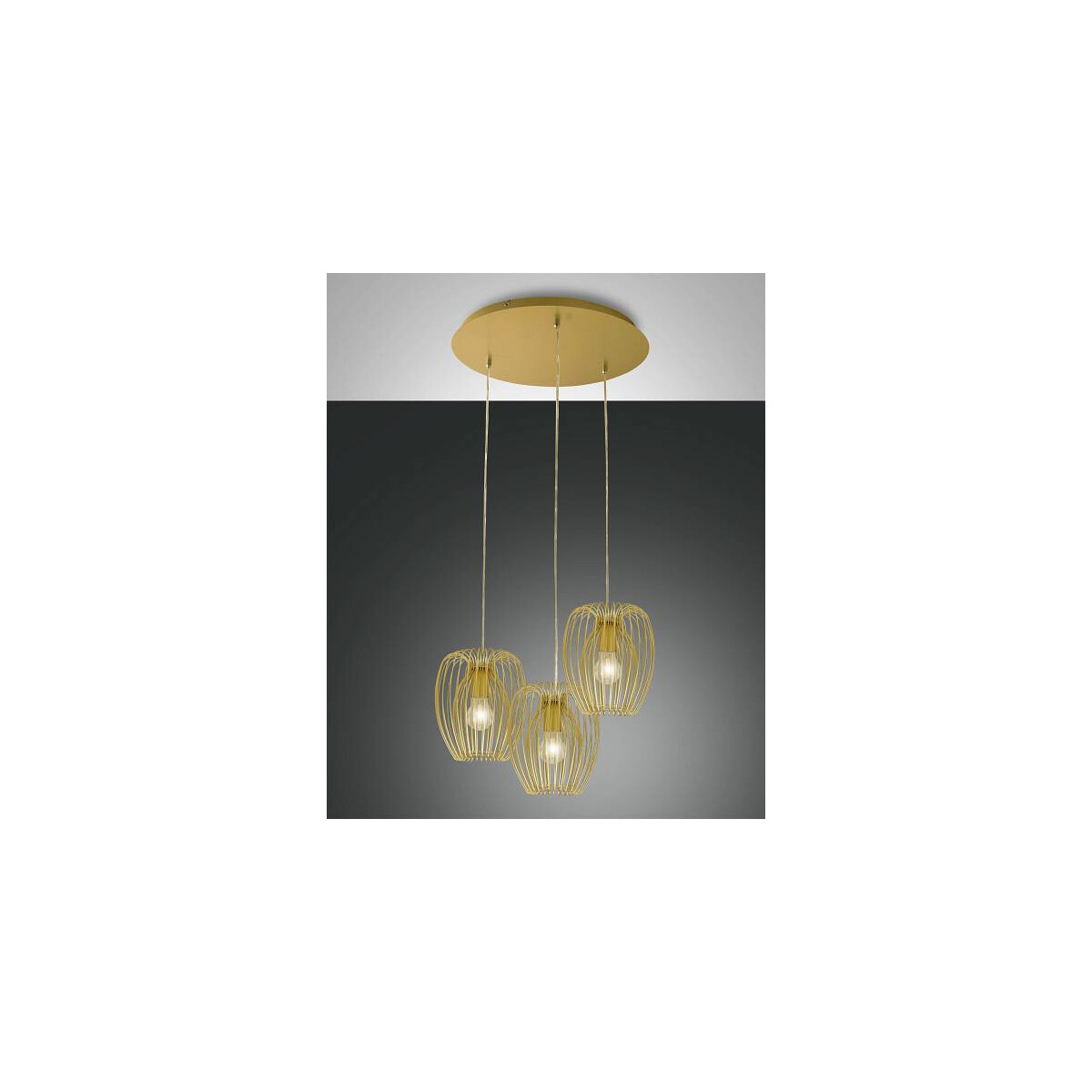 Fabas Luce Camp Pendelleuchte E27 3x40W Metall Gold edelmatt